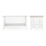 CuddleCo Clara 2pc Dresser & Cot Bed – White